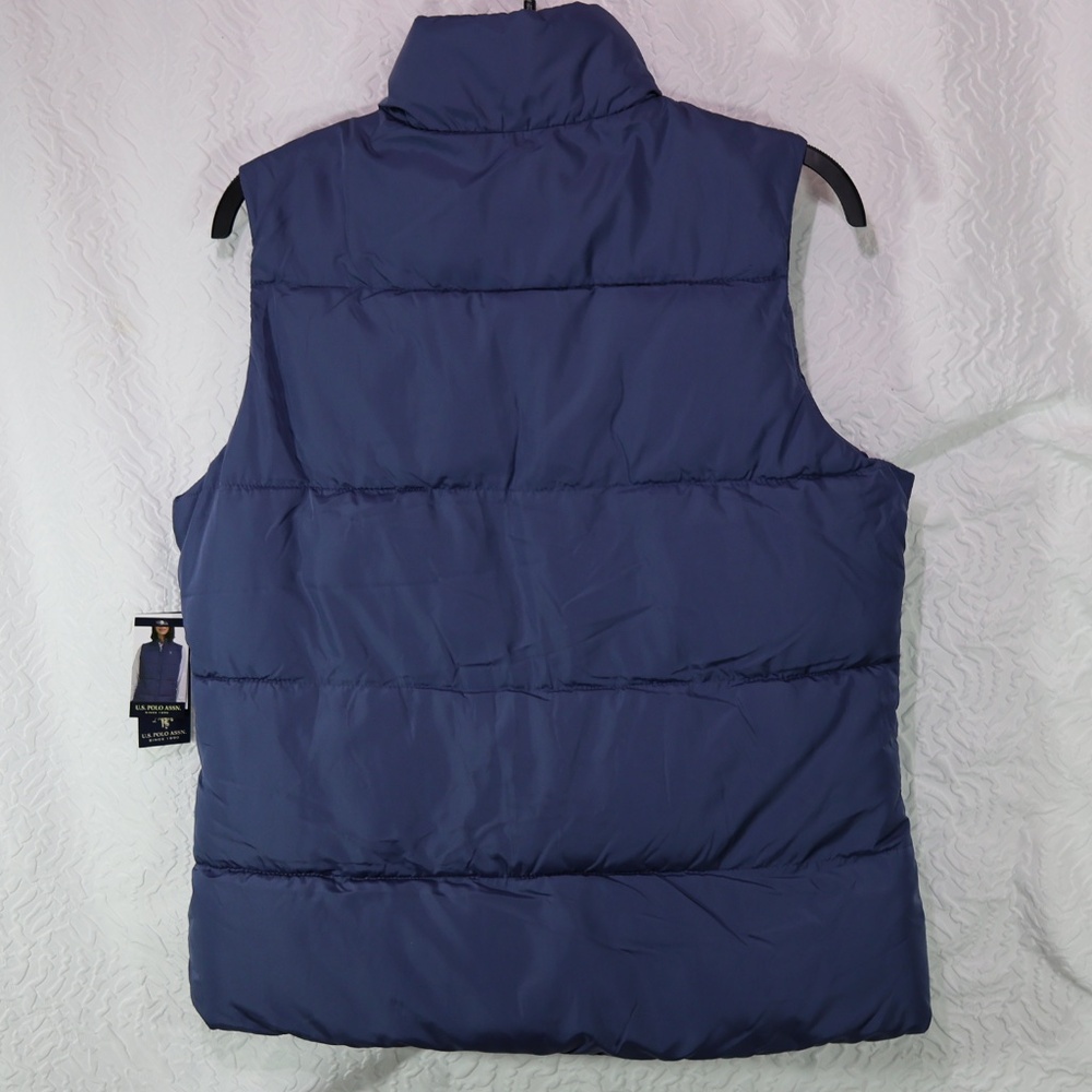 U.S. Polo Assn Women's M Puffer Vest Full Zip BLUE - Picture 7 of 7